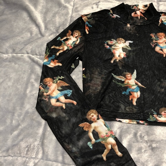 shein mesh cropped angel long sleeve - Picture 3 of 4